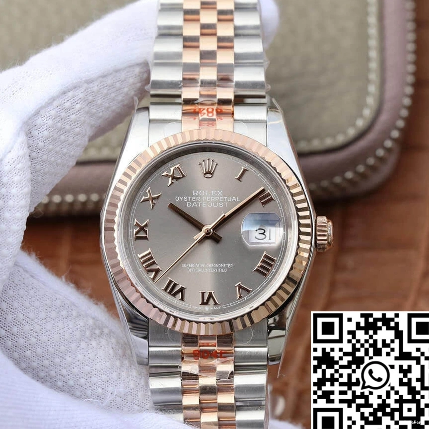 Datejust 36MM Dial Rolex Silver Rose Gold GM 116231-0087 Factory 0208